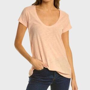 James Perse Short Sleeve Cotton Modal T-Shirt 0 Light Pink Lightweight Casual